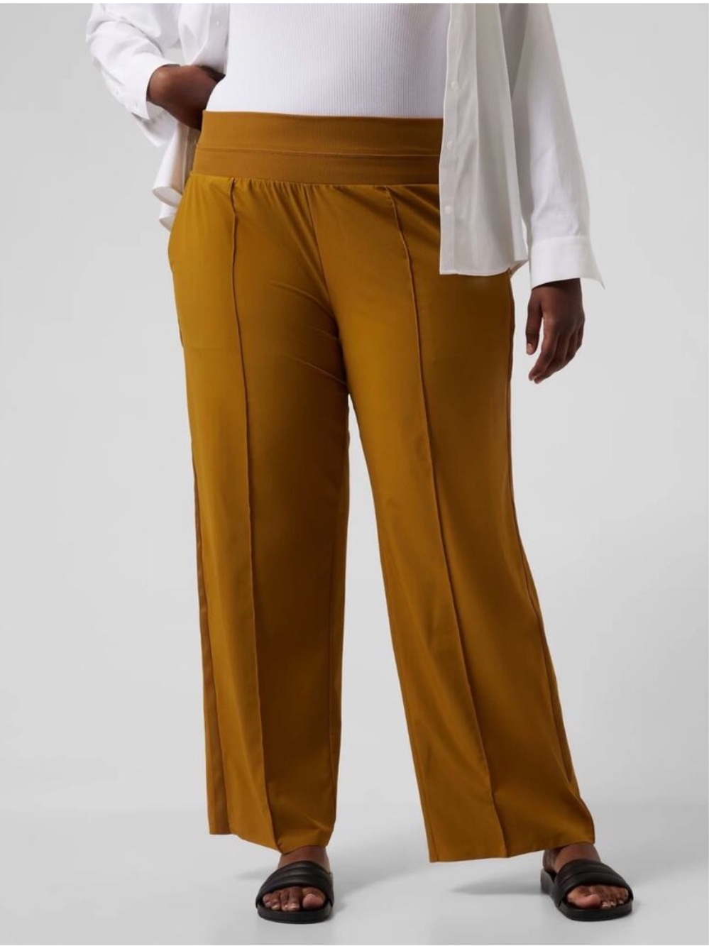 Athleta Nolita Wide Leg Pant Mustard Yellow Plus Size 22